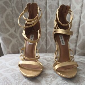 Steve Madden Metallic Gold Strappy Stiletto Sandals